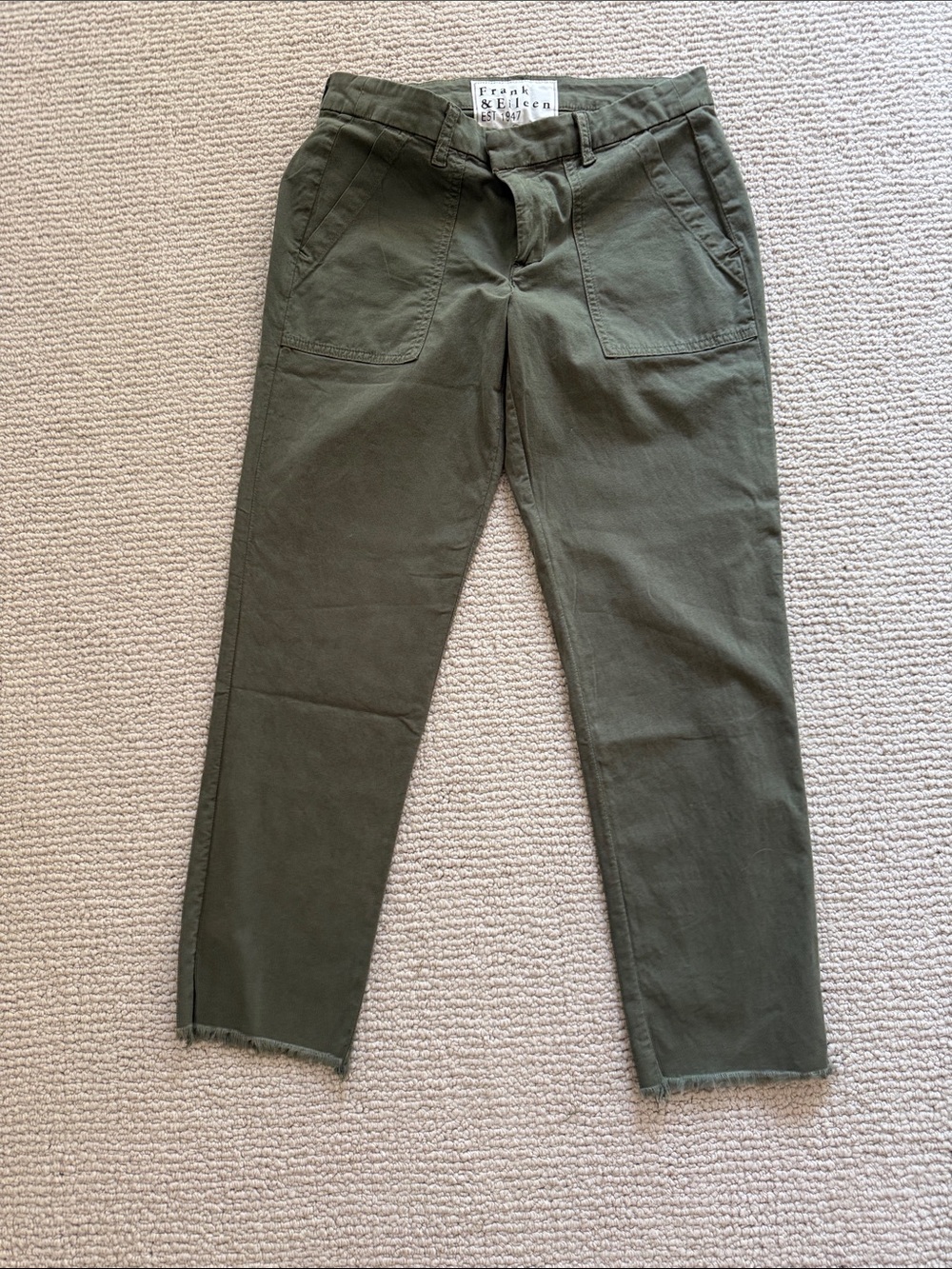 Frank & Eileen Olive Green Cotton Chinos